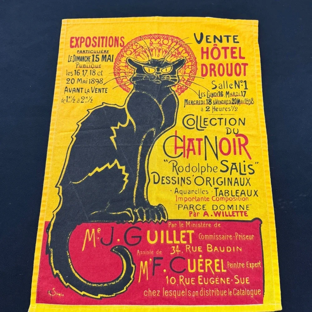 Le Chat Noir The Black Cat French Wall Art Nouveau Tapestry Canvas Art